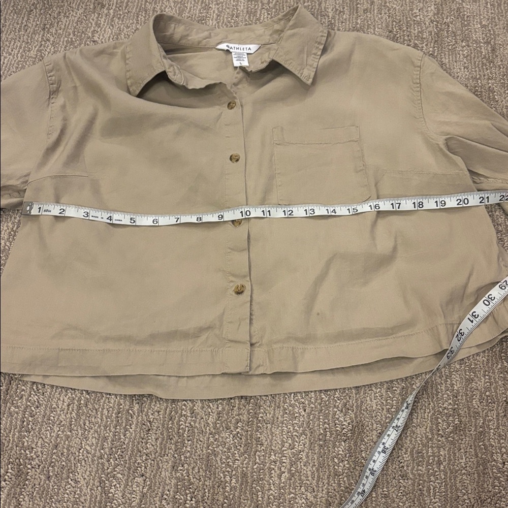 Athleta Khaki Button-Up Shirt - Picture 8 of 9